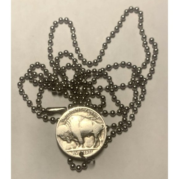 USA 5 Cents Buffalo Indian Head Coin Pendant Native American Bison Buffalo - Picture 3 of 5